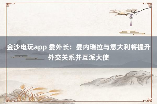 金沙電玩app 委外長:委內(nèi)瑞拉與意大利將提升外交關(guān)系并互派大使