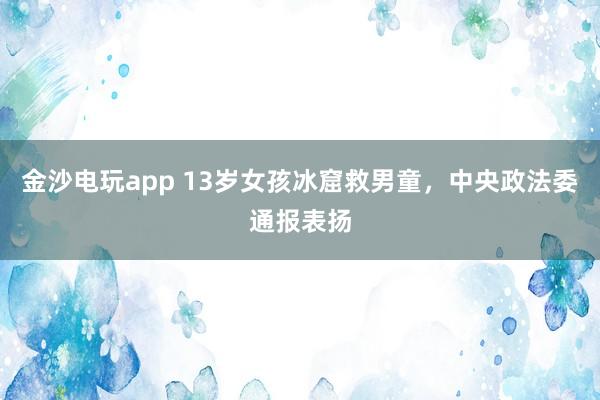 金沙電玩app 13歲女孩冰窟救男童，中央政法委通報表揚
