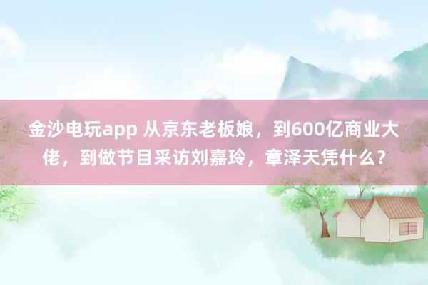 金沙電玩app 從京東老板娘,到600億商業(yè)大佬,到做節(jié)目采訪劉嘉玲,章澤天憑什么?