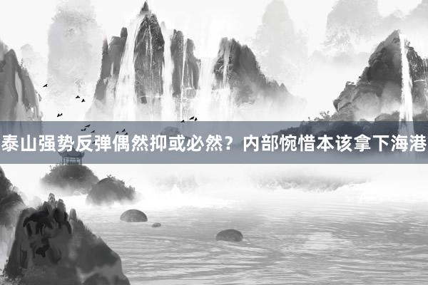 泰山強(qiáng)勢(shì)反彈偶然抑或必然？?jī)?nèi)部惋惜本該拿下海港