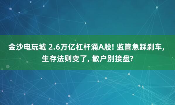 金沙電玩城 2.6萬(wàn)億杠桿涌A股! 監(jiān)管急踩剎車， 生存法則變了， 散戶別接盤?