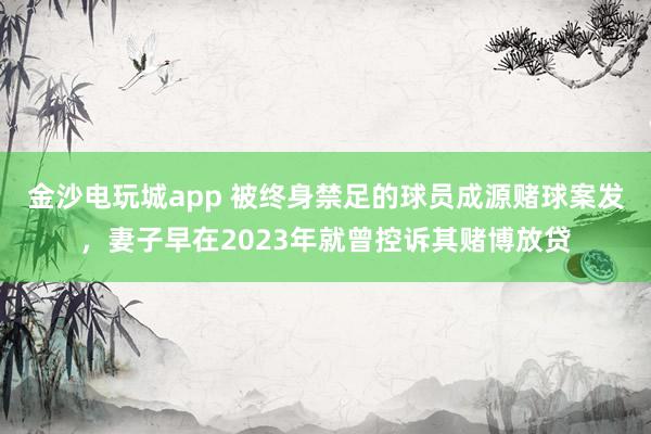 金沙電玩城app 被終身禁足的球員成源賭球案發，妻子早在2023年就曾控訴其賭博放貸