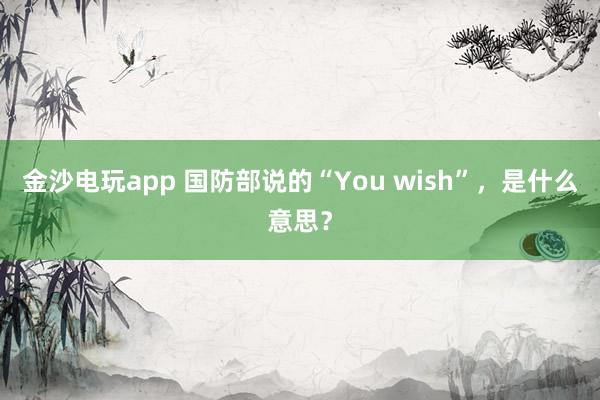 金沙電玩app 國防部說的“You wish”,是什么意思?