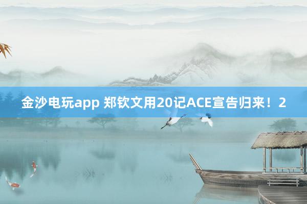 金沙電玩app 鄭欽文用20記ACE宣告歸來!2