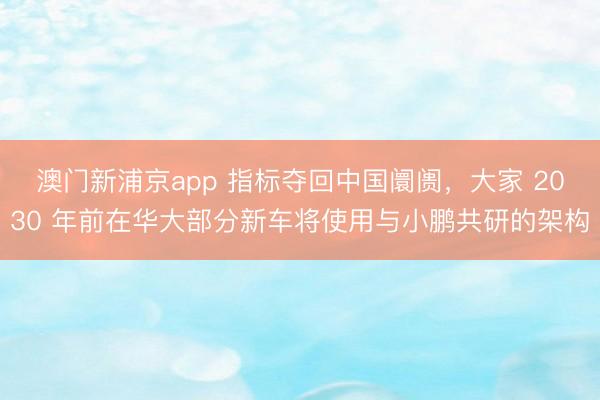 澳門新浦京app 指標奪回中國阛阓，大家 2030 年前在華大部分新車將使用與小鵬共研的架構