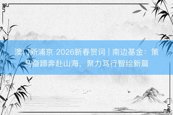 澳門新浦京 2026新春賀詞 | 南邊基金：策馬奮蹄奔赴山海，聚力篤行智繪新篇