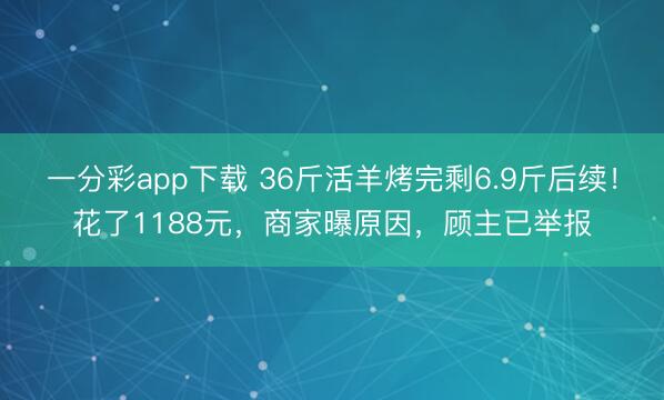 一分彩app下載 36斤活羊烤完剩6.9斤后續(xù)！花了1188元，商家曝原因，顧主已舉報(bào)
