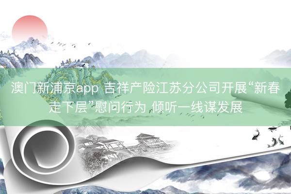 澳門新浦京app 吉祥產(chǎn)險江蘇分公司開展“新春走下層”慰問行為 傾聽一線謀發(fā)展